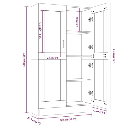 Vitrine Cabinet Grey Sonoma 82,5x30,5x150 cm Engineered Wood