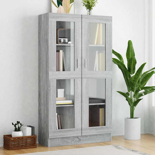 Vitrine Cabinet Grey Sonoma 82,5x30,5x150 cm Engineered Wood