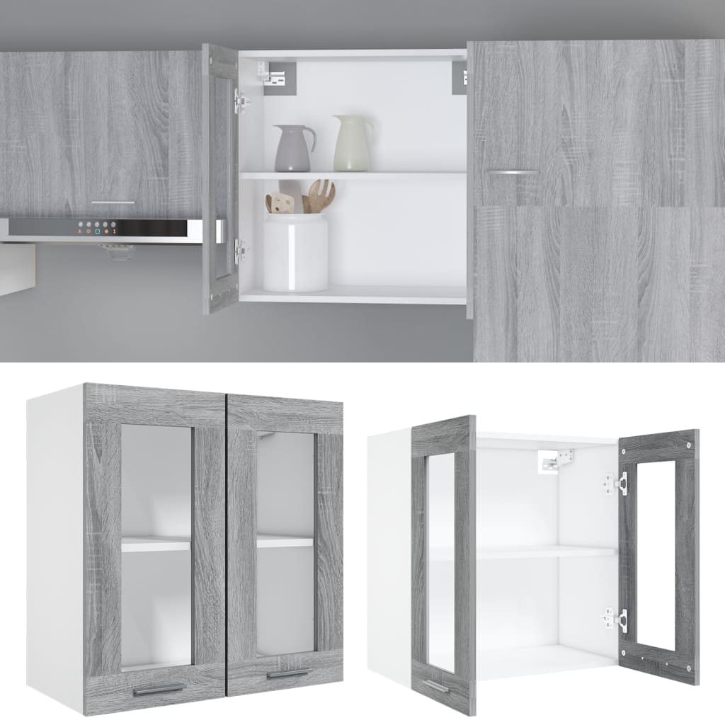 Hanging Glass Cabinet Lyon Grey Sonoma 60x31x60 cm Engineered Wood