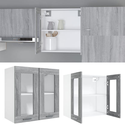 Hanging Glass Cabinet Lyon Grey Sonoma 60x31x60 cm Engineered Wood