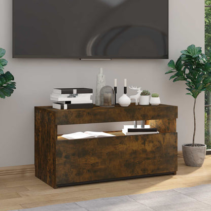 815123 vidaXL TV Cabinet with LED Lights Smoked Oak 75x35x40 cm