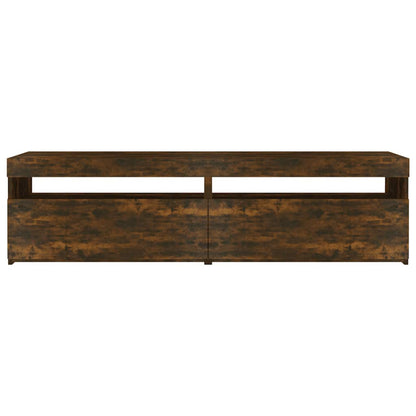 815124 vidaXL TV Cabinet with LED Lights 2 pcs Smoked Oak 75x35x40 cm