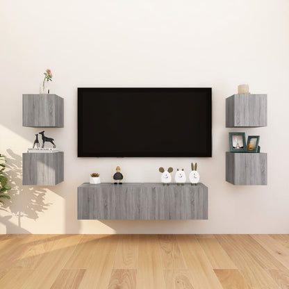 Wall Mounted TV Cabinet 4 pcs Grey Sonoma 30.5x30x30 cm