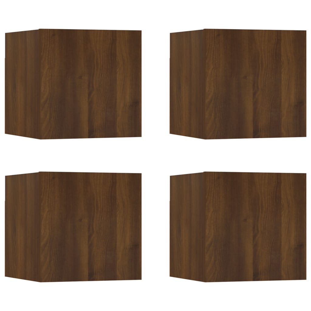 Wall Mounted TV Cabinet 4 pcs Brown Oak 30.5x30x30 cm