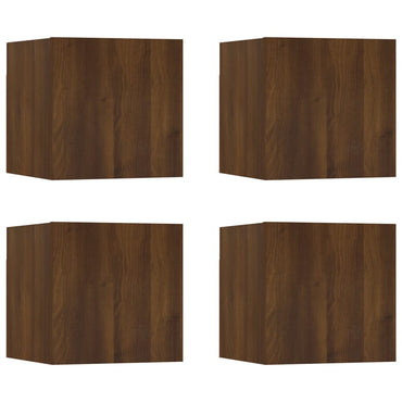 Wall Mounted TV Cabinet 4 pcs Brown Oak 30.5x30x30 cm