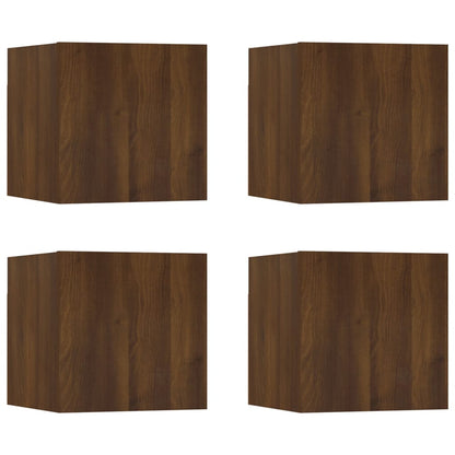 Wall Mounted TV Cabinet 4 pcs Brown Oak 30.5x30x30 cm