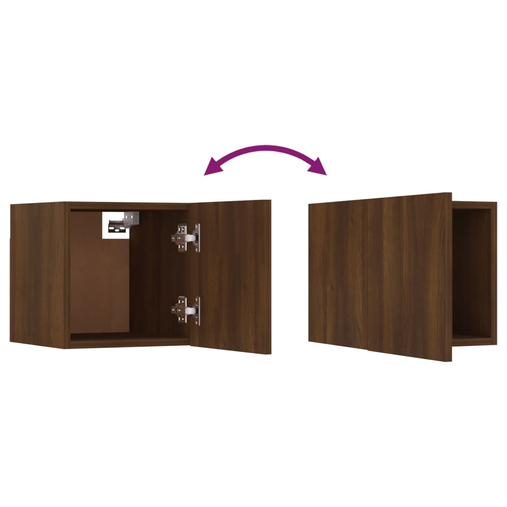 Wall Mounted TV Cabinet 4 pcs Brown Oak 30.5x30x30 cm