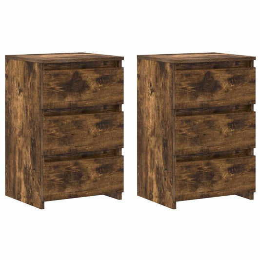 Bed Cabinets 2 pcs Smoked Oak 40x35x62.5 cm Engineered Wood