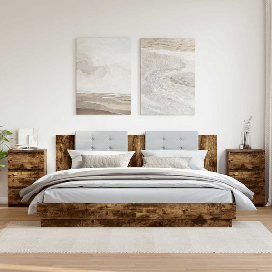 Bed Cabinets 2 pcs Smoked Oak 40x35x62.5 cm Engineered Wood