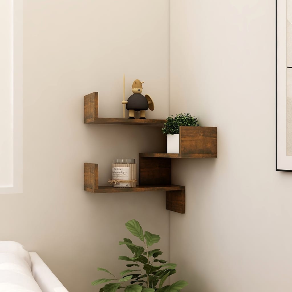 Wall corner shelves Wall-Mounted Smoked Oak 40 x 40 x 49.5 cm