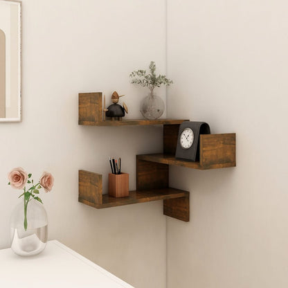 Wall corner shelves Wall-Mounted Smoked Oak 40 x 40 x 49.5 cm