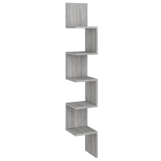 815211 vidaXL Wall Corner Shelf Grey Sonoma 20x20x127,5 cm Engineered Wood