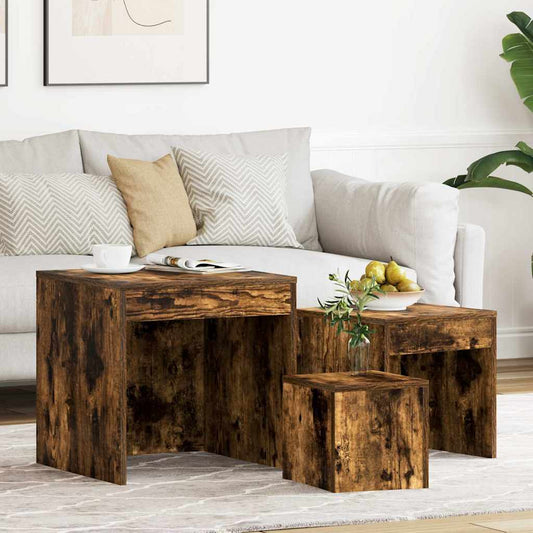 Nesting Tables 3 pcs Smoked Oak Engineered Wood