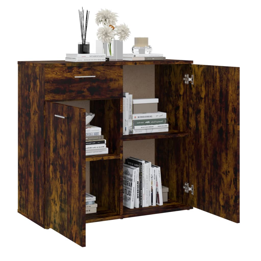 Sideboard Smoked Oak 80x36x75 cm Engineered Wood