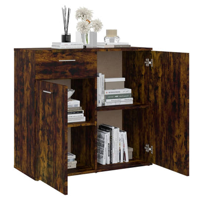 Sideboard Smoked Oak 80x36x75 cm Engineered Wood