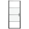 Shower Door 91x195 cm Half Frosted Tempered Glass Black