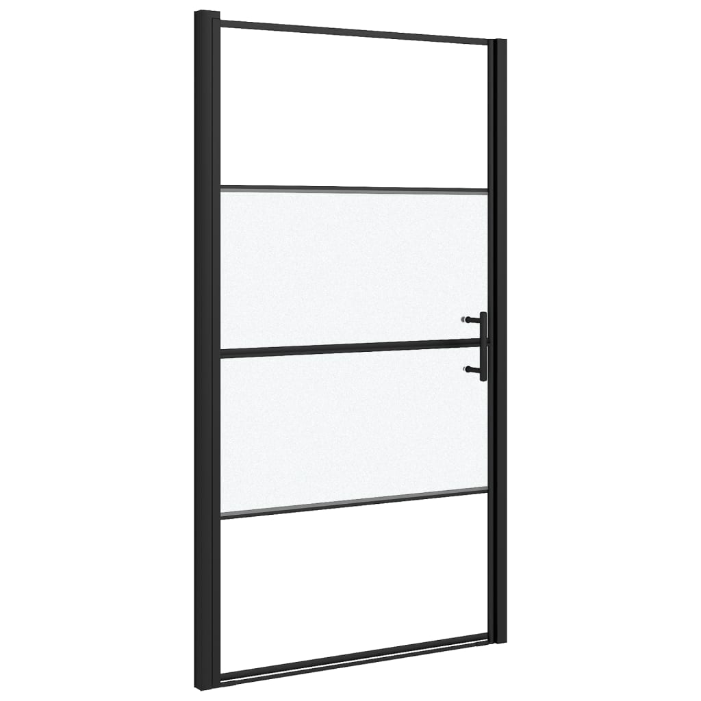 Shower Door 39.4"x70.1" Half Frosted Tempered Glass Black