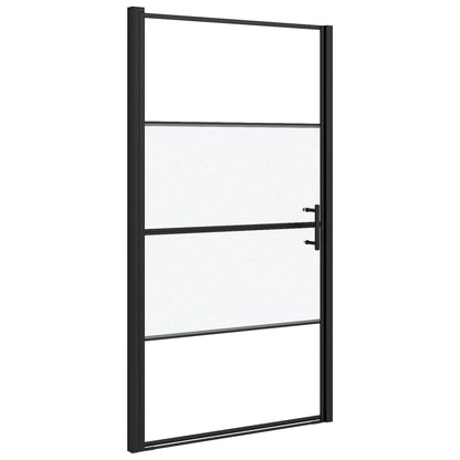 Shower Door 39.4"x70.1" Half Frosted Tempered Glass Black