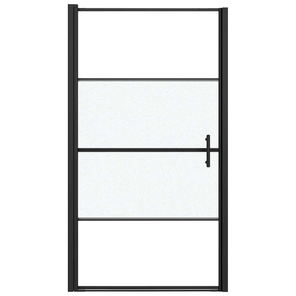 Shower Door 39.4"x70.1" Half Frosted Tempered Glass Black