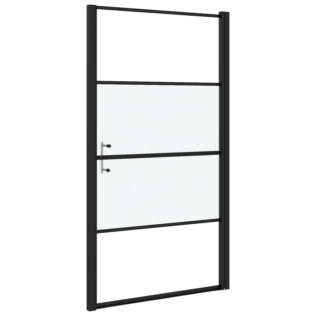 Shower Door 39.4"x70.1" Half Frosted Tempered Glass Black
