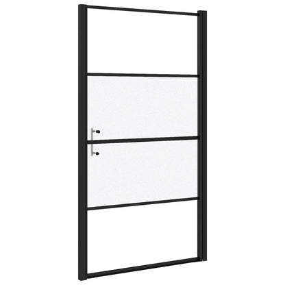 Shower Door 39.4"x70.1" Half Frosted Tempered Glass Black