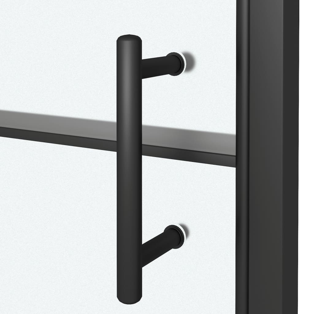 Shower Door 39.4"x70.1" Half Frosted Tempered Glass Black