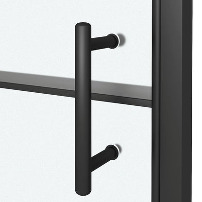 Shower Door 39.4"x70.1" Half Frosted Tempered Glass Black