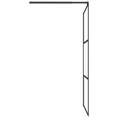 Walk-in Shower Wall 100x195 cm Half Frosted ESG Glass Black