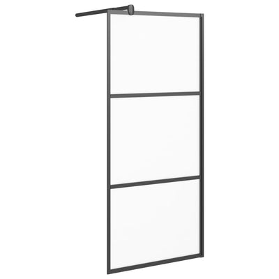 Walk-in Shower Wall 31.5"x76.8" Frosted ESG Glass Black