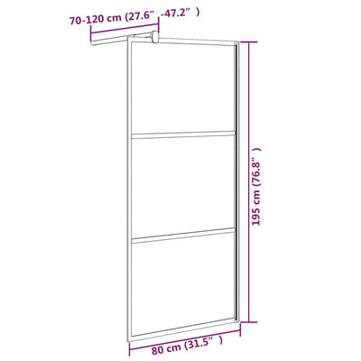 Walk-in Shower Wall 31.5"x76.8" Frosted ESG Glass Black