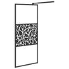 Walk-in Shower Wall 31.5"x76.8" ESG Glass with Stone Design Black