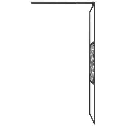 Walk-in Shower Wall 80x195cm ESG Glass with Stone Design Black
