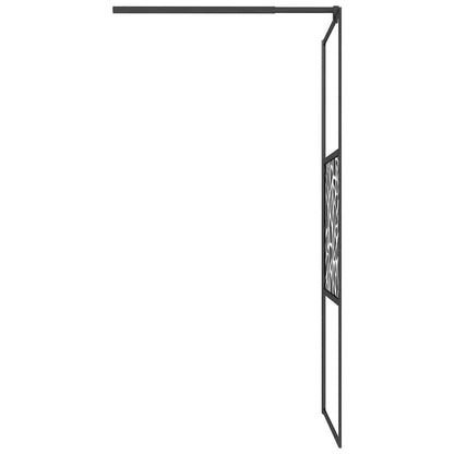 Walk-in Shower Wall 90x195cm ESG Glass with Stone Design Black