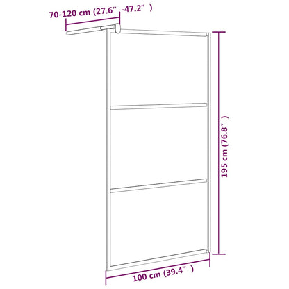 Walk-in Shower Wall 100x195cm ESG Glass with Stone Design Black
