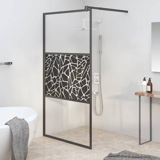 Shower walls Black 115 x 195 cm Glass and Aluminium