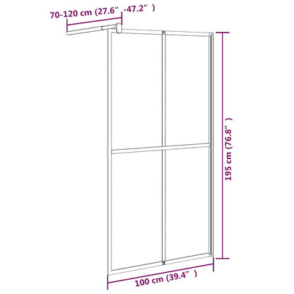 Walk-in Shower Screen 100x195cm Dark Tempered Glass