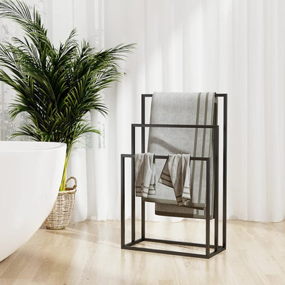 Towel Rack Black Iron Medium Towel Rack Rectangular Modern