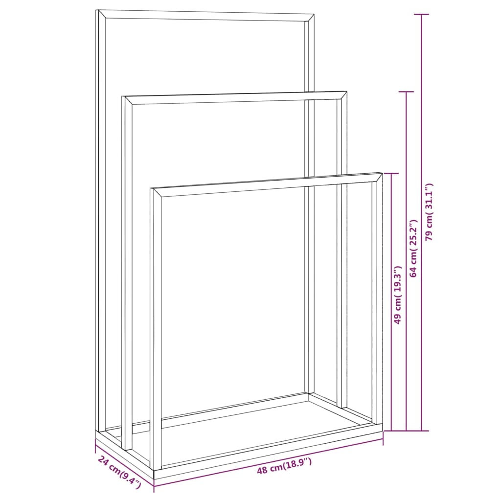 Towel Rack White Iron Medium Towel Rack Rectangular Modern