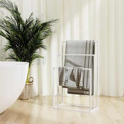 Towel Rack White Iron Medium Towel Rack Rectangular Modern