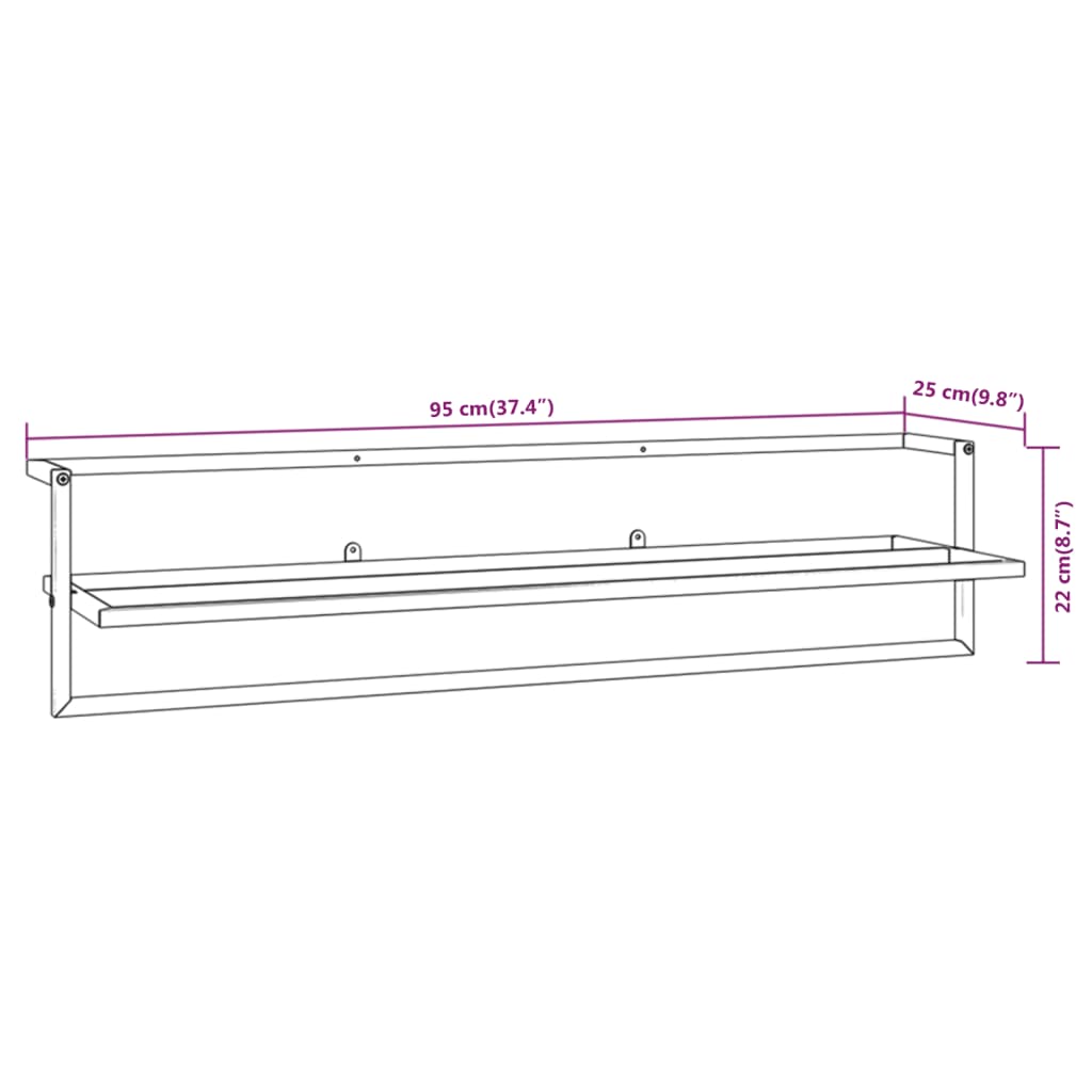 Towel Rack White Iron 37.4 x 9.8 x 8.7 in Wall Mounting