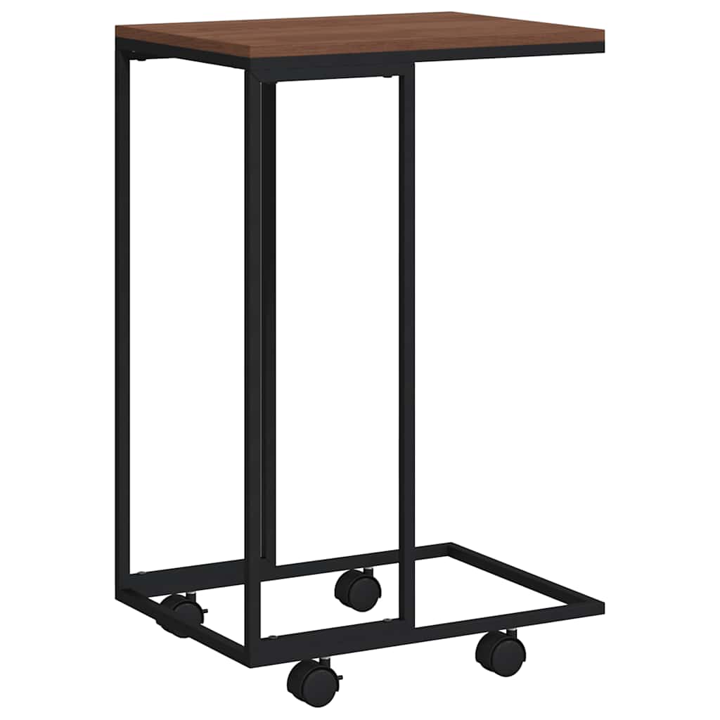 Side Table with Wheels Black 40x30x63.5 cm Engineered Wood