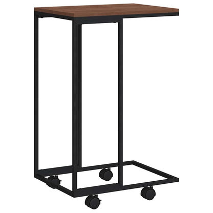 Side Table with Wheels Black 40x30x63.5 cm Engineered Wood
