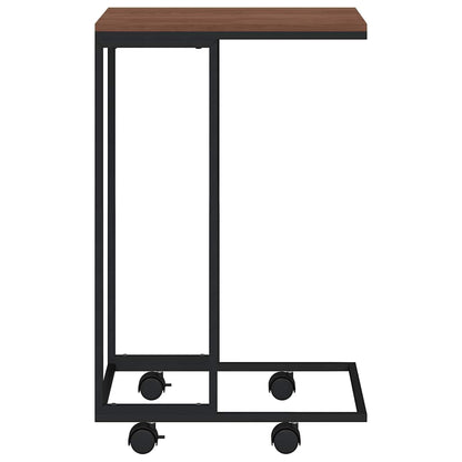Side Table with Wheels Black 40x30x63.5 cm Engineered Wood