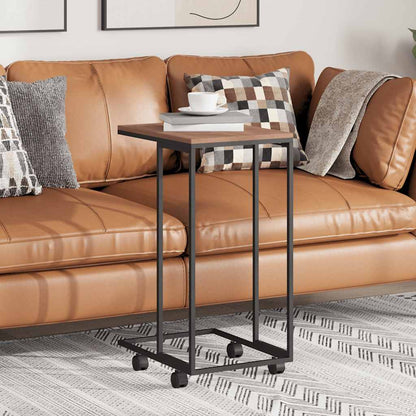 Side Table with Wheels Black 40x30x63.5 cm Engineered Wood