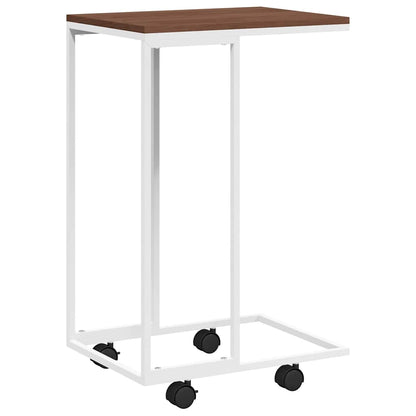 Side Table with Wheels White 40x30x63.5 cm Engineered Wood