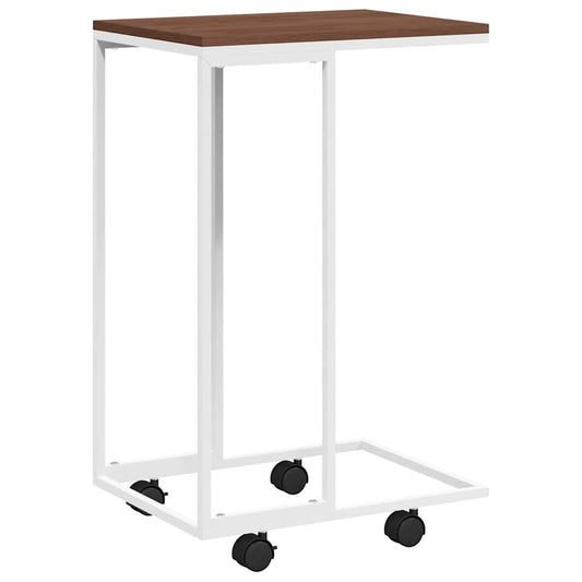 Side Table | White and Brown | Engineered wood, iron | Small | Portable
