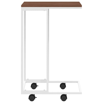 Side Table with Wheels White 40x30x63.5 cm Engineered Wood