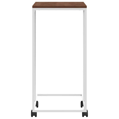 Side Table with Wheels White 40x30x63.5 cm Engineered Wood