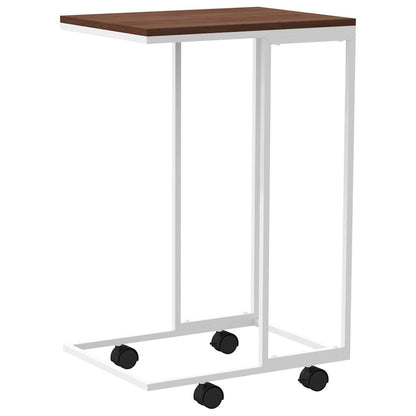 Side Table with Wheels White 40x30x63.5 cm Engineered Wood