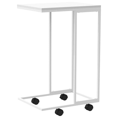 Side Table with Wheels White 40x30x63.5 cm Engineered Wood